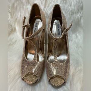 Steve Madden Gold Stiletto Heels with Strappy Design